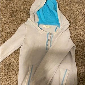 grey and blue hoodie